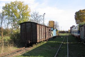 Zgromadzone wagony towarowe w Karczmirskach.