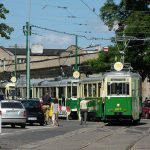Kolumna tramwajów, pierszy Konstal N #602 + #456.