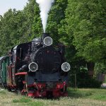 Parowóz Px48-1919 z pociągiem historycznym w Powidzu.