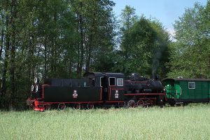 Px48-1919 z pociągiem historycznym w Ługach.